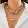 Collar de traje con cuentas simples de estilo europeo y americano para mujer, dulce y fresco collar geométrico con hebilla corta, joyería de amor