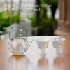 Juego de té de vidrio resistente al calor con calcomanía aplicada a mano, con una tetera y dos tazas, exquisita cesta con forma de pétalo, tetera individual