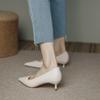 Tacones Altos de Piel de Oveja Negro Punta Fina Stiletto para Mujer Primavera y Otoño Tres cm 5cm Entrevista Dama de Honor Cuero Suave Zapatos de Trabajo