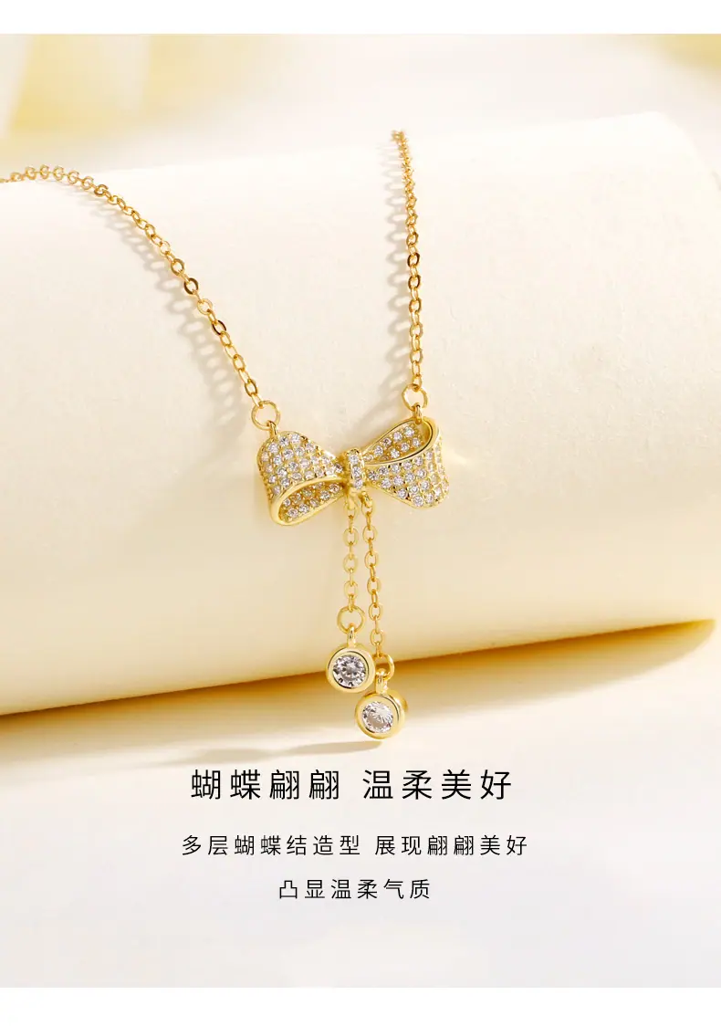 蝴蝶结流苏项链_07
