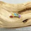 Pendientes de Aleación de Titanio Astmf-136 con Fila Oblicua Zirconia Cúbica Colorida Forma Marquesa Pendientes de Titanio G23 con Rosca Interna Cabezal de Joyería