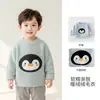 Moletom com Forro de Lã Infantil Inverno Engrossado Fofo Desenho Animado Animal Pulôver Camada Base de Pelúcia para Meninos e Meninas Roupa Quente de Bebê