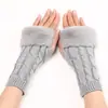 Luvas Mao Mao Dobráveis e Giratórias Cruzadas Nova Manga de Braço de Tricô Feminina Outono e Inverno Meio Dedo Exposto Manga Quente de Lã
