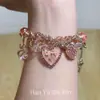 Pulsera de Corazón con Perlas Rosas de Segunda Mano 2026 Estilo Vintage Caliente Lujo Ligero Exquisita Pulsera Personalizada para Mujer Accesorio