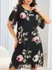 Moda Europea y Americana Elegante Vestido Redondo de Gasa Estampado Amazon 2026 Transfronterizo