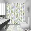 Cortina de Ducha con Hojas Verdes Impresas Serie de Animales y Plantas Jit Transfronterizo Temu Cortina Divisoria de Baño Artículo Más Vendido