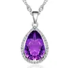 Collar con colgante de amatista natural de imitación en forma de gota, lágrimas de ángel, colgante de diamante morado, cadena de clavícula corta para mujer, venta al por mayor