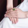 Anillo abierto de plata de ley S925 con diseño de ciervo, chapado en oro, con jaspe hetiano, estilo retro auspicioso y cara de huevo.