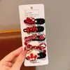 Horquilla Roja Infantil para Festival de Primavera, Pin de Tela Roja con Puntos Blancos Lindo para Niña con Lazo, Horquilla con Ambiente de Año Nuevo