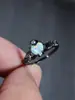 Anel Cruz de Platina Europeu e Americano AliExpress Estilo Levemente Luxuoso com Diamantes Embutidos Safira Azul Opala Anel Versátil