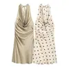 Fabricante Mayorista de Ropa para Mujer Transfronteriza 2026 Aliexpress Vestido de Moda Más Vendido Ajustado de Satín con Cuello Halter Espalda Descubierta
