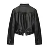 Chaqueta corta de aviador de cuero sintético de moda para mujer, superventas transfronteriza de AliExpress para Europa y América