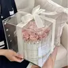 En StockNuevo Tamaño Mediano Caja de Regalo de Flores Preservadas Cubo Abrazado con Lazo