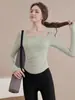 Traje Deportivo para Mujer Manga Larga Hombro Hueco Cintura Alta Pantalones de Yoga Adelgazantes Secado Rápido Transpirable Ropa de Fitness Estilo Femenino Ropa de Mujer