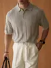 Camisa Polo de Punto Hueco Lino Tencel Hombre 2026 Verano Como una Nube Agradable al Tacto Canalé Camiseta Casual Ropa de Hombre