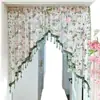Meia-cortina de cozinha com bordado, não requer furar, vem com haste telescópica, cortina de voil com renda decorativa, entrada com contas estilo francês, estilo pastoral