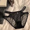 Tentación Caliente Deseo Puro Sexy Ropa Interior de Encaje para Mujer Cintura Baja Malla Cruzada Entrepierna de Algodón Ropa Interior para Mujer