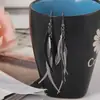 Recolección Transfronteriza de Pendientes Metálicos con Hojas Geométricas Escarchadas, Ganchos para Orejas Creativos Personalizados con Borla de Hoja Redonda Hueca