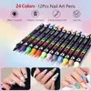 Pluma de Arte para Uñas Doble Punta Doble Color para Diseño de Uñas DIY Impermeable de Secado Rápido, Punteado y Delineado