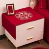Funda roja para mesita de noche temática de boda, mantel bordado estilo chino con caracteres auspiciosos, funda antipolvo para lavadora y refrigerador, mantel para mesa de centro