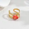 Anel Popular de Aço Inoxidável Olho de Diabo da Amazon, Moda Europeia e Americana, Anel Aberto com Linha Oca para Meninas