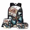 Mochila Estampado Creativo para Estudiante Set de Tres Piezas Serie Mariposa 3D Mochila Combinada de Gran Capacidad para Computadora para Hombre y Mujer