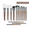 Brocha de Maquillaje Pelo Animal Set Completo de 16 Brochas Pelo Suave Polvo Suelto Rubor Sombra de Ojos Corrector Set Completo de Brochas de Maquillaje