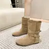 Nuevas botas cortas de dos vías para mujer, modernas, de cuero suave, a media pantorrilla, estilo coreano, retro, slip-on, de suela plana, otoño/invierno, gamuza, 2026