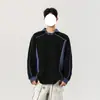 Sudadera con cuello de bloques de color de marca de moda estilo americano para hombre, top casual de retazos de manga larga de nicho de la alta calle de otoño, jersey casual para parejas
