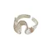 Anillo Irregular con Dulce Patrón Floral para Mujer, Anillo Abierto Simple y de Moda Estilo Ins Nicho, Anillo para Dedo Índice, Moderno