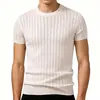 2026 Comercio Exterior Verano Nuevo Estilo Moda Masculina Europea y Americana Talla Grande Tejido de Punto de Manga Corta Suéter Casual para Hombre Camiseta de Manga Corta