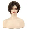 Amazon nueva peluca de moda transfronteriza europea y americana, gorro para la cabeza, celebridad de internet, bobo, cabello corto castaño, gorro para la cabeza de cabello corto
