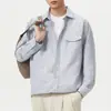 Roupas Masculinas Fengshe / Camisa Listrada de Manga Longa em Linho Estilo Old Money para Homens, Tendência Americana, Caimento Solto, Casual de Luxo Leve