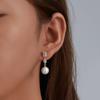 Pendientes de perlas de circonita cuadradas simples europeas y americanas, plata de ley s925, elegantes, ligeros, de lujo, largos, con cuentas que combinan con todo.