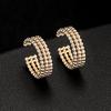 Estilo japonês e coreano 14K ouro brincos cor zircão clipe brincos simples orelha furos orelha dupla orelha fivela em forma de brincos em forma de C para as mulheres