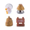 Figurillas en miniatura de la cultura Liangzhu, accesorios de decoración DIY para casitas de muñecas con tejado de paja, pequeños adornos de resina