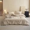 Conjunto de três peças de algodão simples estilo japonês, linho justo, quatro estações, nude, roupa de cama de casal, tecido para casa