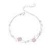 Pulsera de Pata de Gato Rosa Linda para Mujer, Diseño de Nicho Ins, Estilo Nuevo, Cuentas Redondas Escarchadas Girly, Joyería de Lujo Ligero, Regalo de Cumpleaños