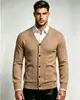 Cardigan de Tricô Masculino Inverno Novo Estilo Cor Sólida Gola V Slim Fit Suéter Moda Jovem Jaqueta Casual