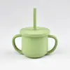 Vaso con Popote de Silicona para Bebé, Grado Alimenticio, Antiahogo, Antiderrames, Vaso de Aprendizaje para Beber, 210ml, Resistente a Mordeduras, Hervible y Esterilizable