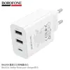 Cargador Borofone Ba105A de Tres Puertos Estándar Europeo Carga Rápida Nuevo Adaptador para Teléfono Móvil Enchufe Cargador EU