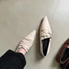 Primeiro Encontro Ji Estilo Europeu e Americano Bico Fino Baixo Couro Macio Mocassins para Mulheres Design Pregueado Slip-on Para Ir ao Trabalho Sapatos Femininos