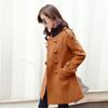 Leche de Papaya Nueva Llegada Primavera y Otoño Estilo Coreano Casual Aspecto Delgado Tela de Lana para Mujer Ajuste Delgado Aspecto Delgado Cuello de Lana Abrigo de Lana Moderno