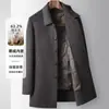 Abrigo de cachemira para hombre 2026 otoño/invierno, con forro desmontable de plumón de ganso blanco, adecuado para hombres de negocios de mediana edad, cálido y elegante