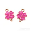Trébol de Cuatro Hojas Multicolor Aleación de Zinc Esmalte Accesorios Colgantes para Joyería DIY Collares Pulseras Llaveros Colgantes para Teléfono
