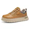 Zapatillas de trabajo de corte bajo para hombre, zapatos casuales de moda retro con suela gruesa para hombre, zapatos deportivos modernos antideslizantes resistentes al desgaste para jóvenes, para el trabajo