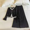 Nuevos pijamas de terciopelo de isla para otoño e invierno para mujer, talla grande, cuello en V de encaje con almohadillas en el pecho, ropa de casa de manga larga, se puede usar afuera, conjunto