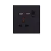 Tomada com interruptor 20A escovada preta painel grande 13A regulamentos britânicos britânicos britânicos australianos Hong Kong universal tomada multi-furos