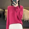 Suéter de tricô paraquedas com gola semi-alta, sem costuras e confortável, design de gola único, versátil para o outono e inverno no trajeto para o trabalho