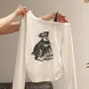 Primavera y Otoño Nuevo Retro Americano Perro Estampado de Letras Hombros Descubiertos Versátil Casual Estilo Perezoso Delgado Manga Larga Top